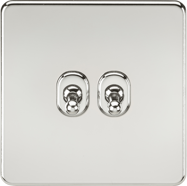 Knightsbridge MLA SF2TOGPC Screwless 10AX 2G 2-Way Toggle Switch - Polished Chrome - Knightsbridge MLA - Falcon Electrical UK