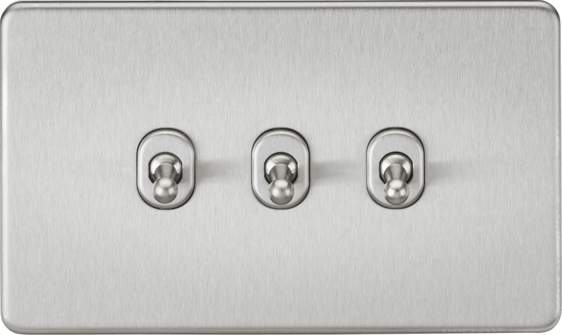 Knightsbridge MLA SF3TOGBC Screwless 10AX 3G 2-Way Toggle Switch - Brushed Chrome - Knightsbridge MLA - Falcon Electrical UK