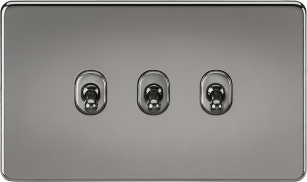 Knightsbridge MLA SF3TOGBN Screwless 10AX 3G 2-Way Toggle Switch - Black Nickel - Knightsbridge MLA - Falcon Electrical UK