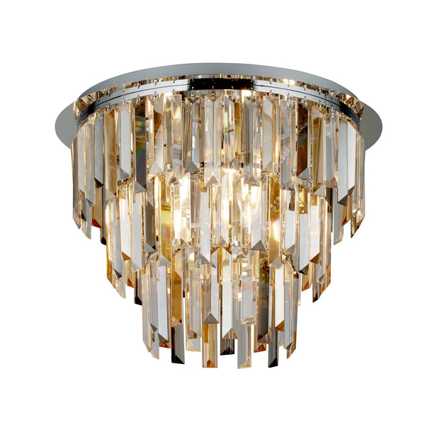 Searchlight 1225-5CC Clarissa 5Lt Flush - Chrome & Clear, Smoked & Amber Glass - Searchlight - Falcon Electrical UK