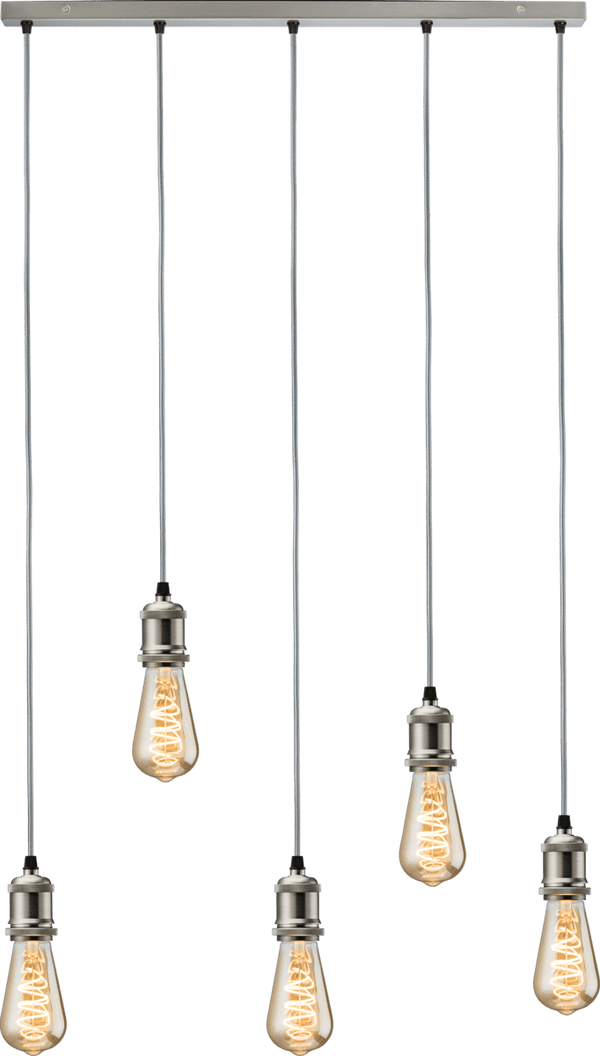 Knightsbridge MLA CALVI5BBC CALLA - 230V E27 Vintage 5 Light Bar Pendant - Brushed Chrome - Knightsbridge MLA - Falcon Electrical UK