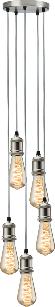 Knightsbridge MLA CALVI5PBC CALLA - 230V E27 Vintage 5 Light Pendant - Brushed Chrome - Knightsbridge MLA - Falcon Electrical UK