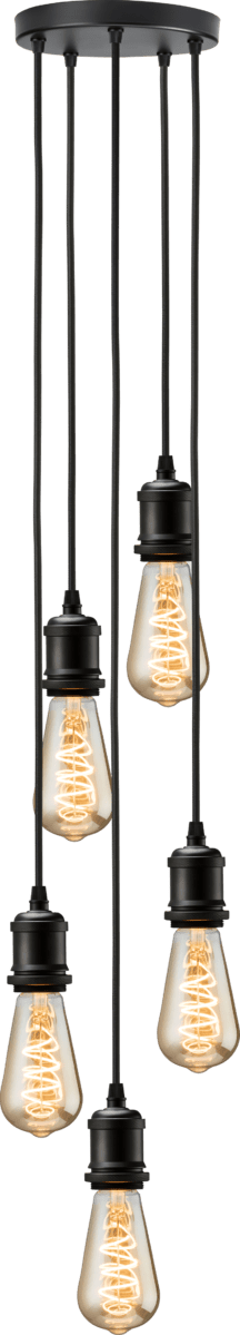 Knightsbridge MLA CALVI5PMB CALLA - 230V E27 Vintage 5 Light Pendant - Matt Black - Knightsbridge MLA - Falcon Electrical UK