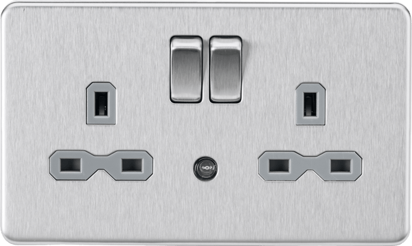 Knightsbridge MLA SFR9NLBCG 13A 2G DP switched socket with night light function - Brushed chrome with grey insert - Knightsbridge MLA - Falcon Electrical UK