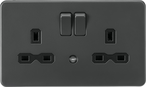 Knightsbridge MLA SFR9NLAT 13A 2G DP switched socket with night light function - Anthracite - Knightsbridge MLA - Falcon Electrical UK