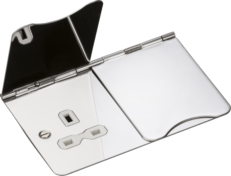 Knightsbridge MLA FPR9UPCW 13A 2G unswitched floor socket - polished chrome with white insert - Knightsbridge MLA - Falcon Electrical UK