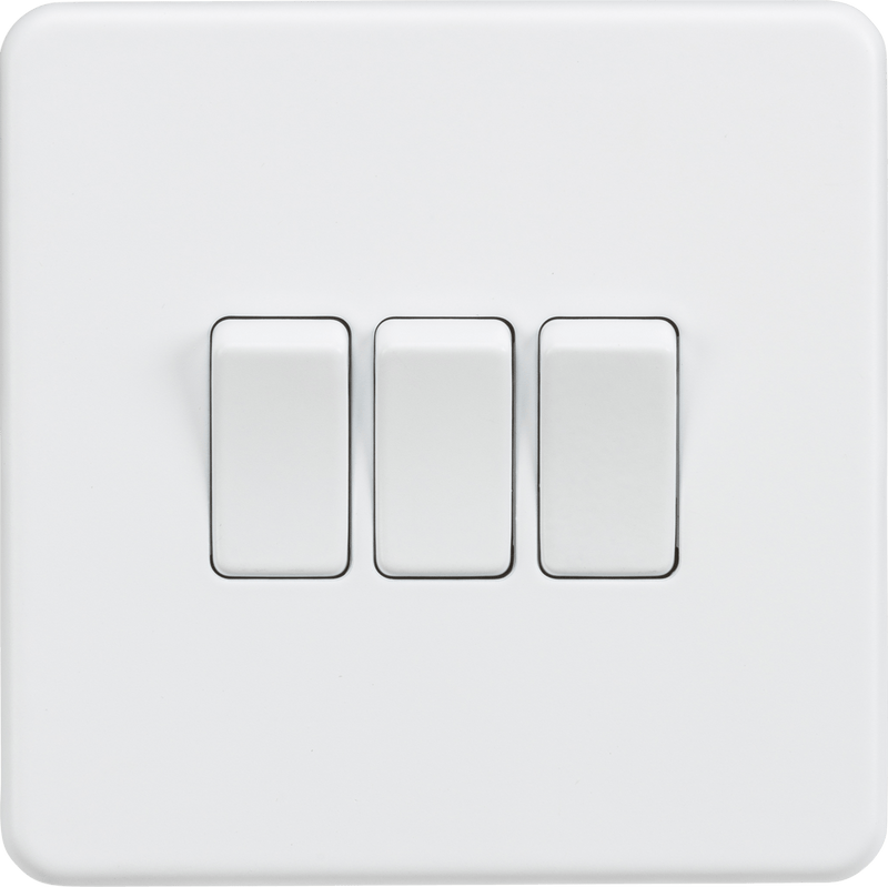 Knightsbridge MLA SF4000MW Screwless 10AX 3G 2-Way Switch - Matt White - Knightsbridge MLA - Falcon Electrical UK