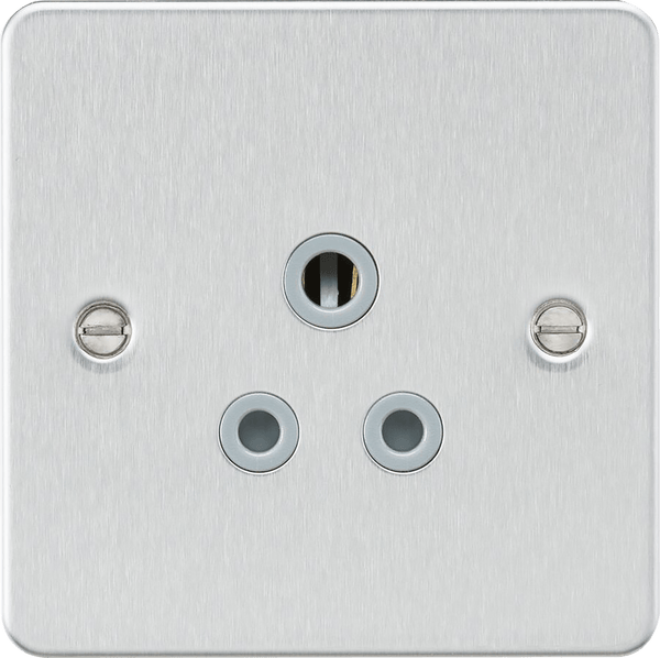 Knightsbridge MLA FP5ABCG Flat plate 5A unswitched socket - brushed chrome with grey insert - Knightsbridge MLA - Falcon Electrical UK