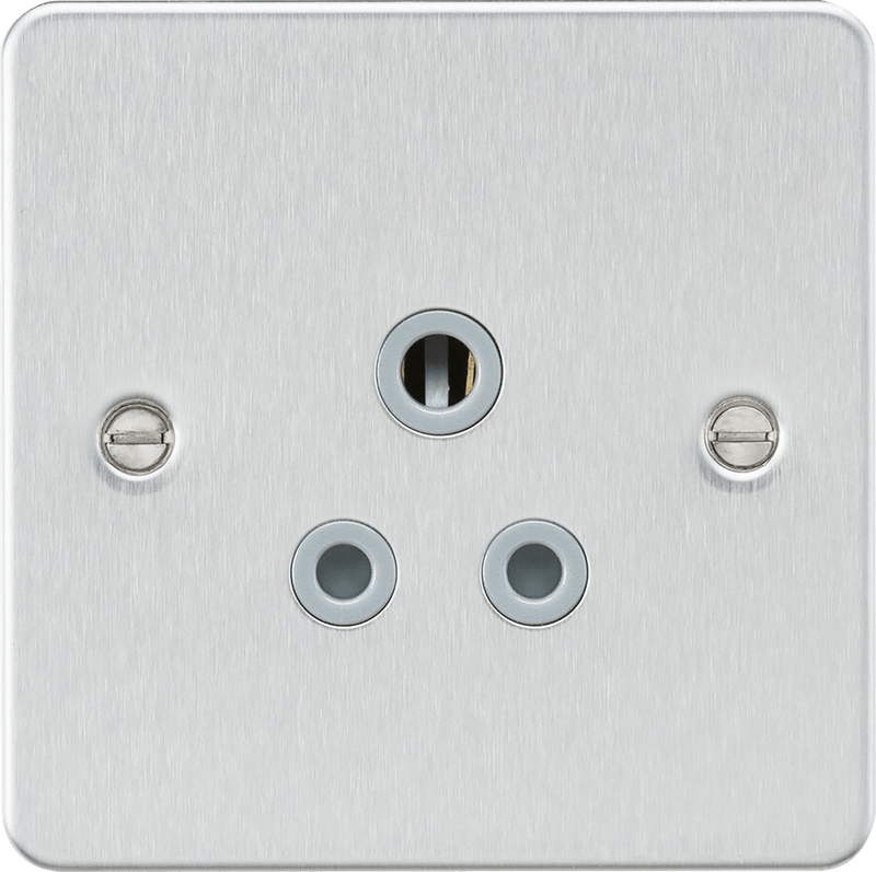 Knightsbridge MLA FP5ABCG Flat plate 5A unswitched socket - brushed chrome with grey insert - Knightsbridge MLA - Falcon Electrical UK