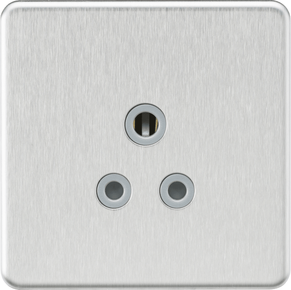 Knightsbridge MLA SF5ABCG Screwless 5A Unswitched Round Socket - Brushed Chrome with Grey Insert - Knightsbridge MLA - Falcon Electrical UK