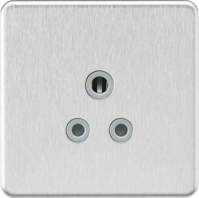 Knightsbridge MLA SF5ABCG Screwless 5A Unswitched Round Socket - Brushed Chrome with Grey Insert - Knightsbridge MLA - Falcon Electrical UK