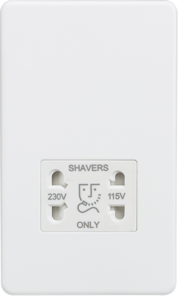 Knightsbridge MLA SF8900MW Screwless 115/230V Dual Voltage Shaver Socket - Matt White - Knightsbridge MLA - Falcon Electrical UK