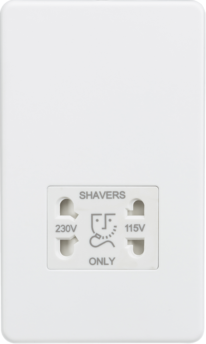 Knightsbridge MLA SF8900MW Screwless 115/230V Dual Voltage Shaver Socket - Matt White - Knightsbridge MLA - Falcon Electrical UK