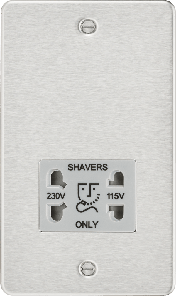 Knightsbridge MLA FP8900BCG Flat plate 115/230V dual voltage shaver socket - brushed chrome with grey insert - Knightsbridge MLA - Falcon Electrical UK