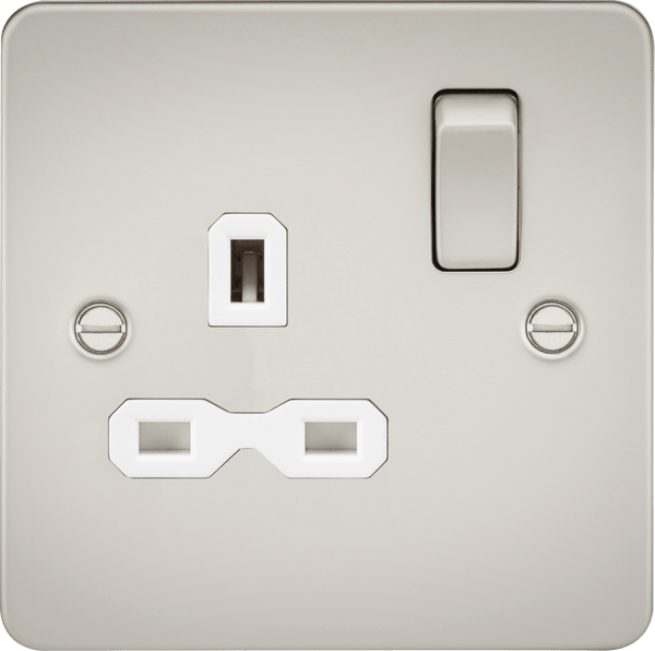 Knightsbridge MLA FPR7000PLW Flat plate 13A 1G DP switched socket - pearl with white insert - Knightsbridge MLA - Falcon Electrical UK