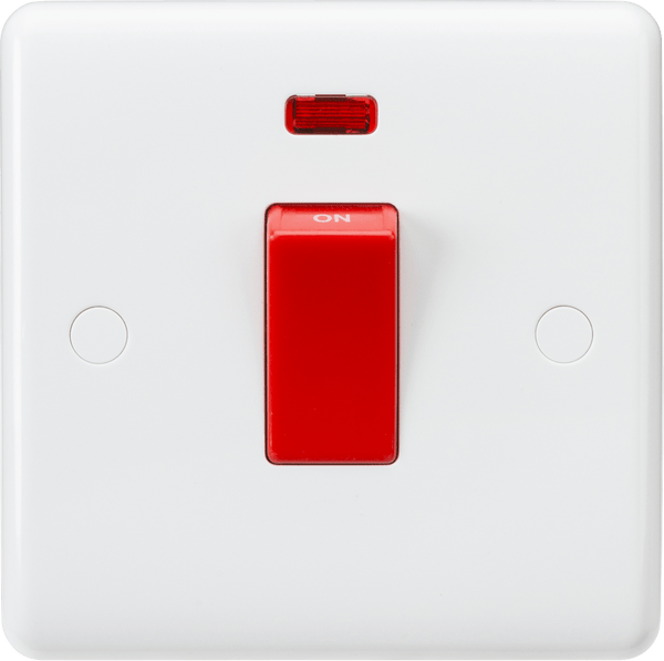 Knightsbridge MLA CU8331N Curved Edge 45A DP Switch with Neon (small) - Knightsbridge MLA - Falcon Electrical UK