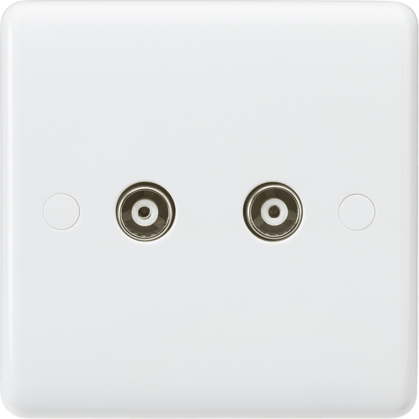 Knightsbridge MLA CU0110 Curved Edge Twin Coax TV Outlet (non-isolated) - Knightsbridge MLA - Falcon Electrical UK