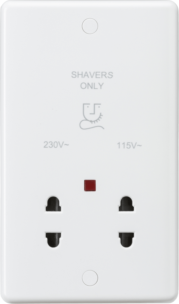 Knightsbridge MLA CU8900N Curved Edge Dual Voltage Shaver Socket with Neon - Knightsbridge MLA - Falcon Electrical UK