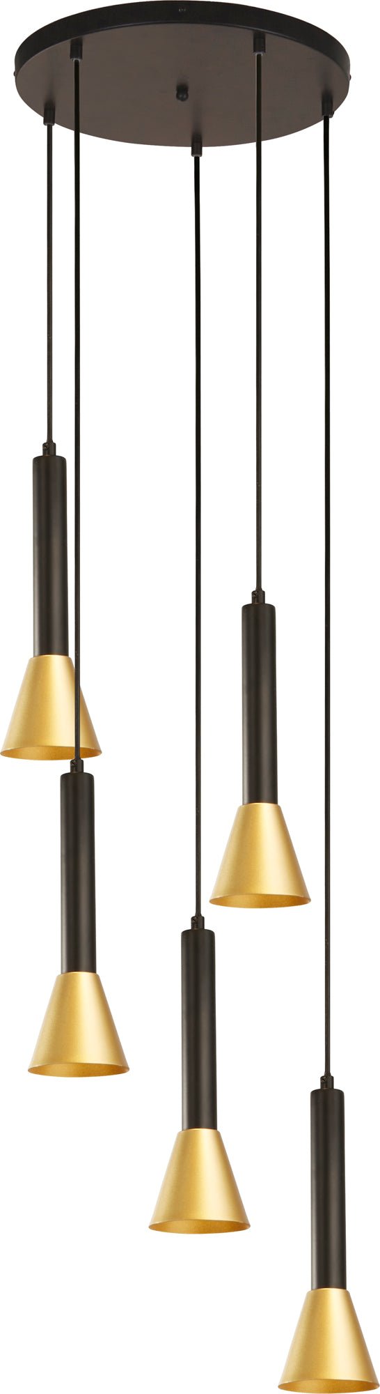 Searchlight 13611-5BGO Signal 5Lt Multi-Drop Pendant - Black & Gold Metal - Searchlight - Falcon Electrical UK