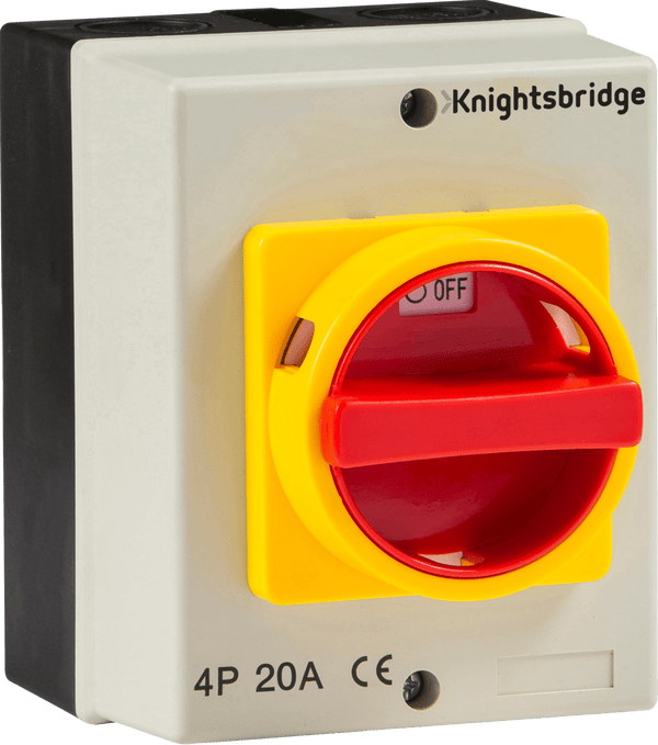 Knightsbridge MLA IN0025 IP65 20A Rotary Isolator 4P AC (230V-415V) - Knightsbridge MLA - Falcon Electrical UK