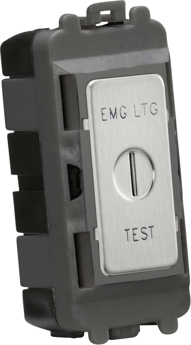 Knightsbridge MLA GDM007BC 20AX 2 way SP key module (marked EMG LTG TEST) - brushed chrome - Knightsbridge MLA - Falcon Electrical UK