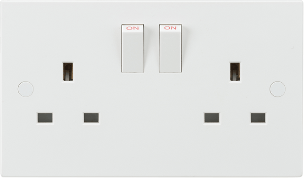 Knightsbridge MLA SN9000 13A 2G DP Switched Socket with twin earths - Knightsbridge MLA - Falcon Electrical UK