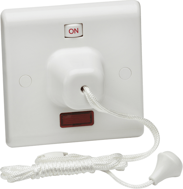 Knightsbridge MLA SN8310N 45A DP Pull Cord Switch with Neon and mechanical On/Off - Knightsbridge MLA - Falcon Electrical UK