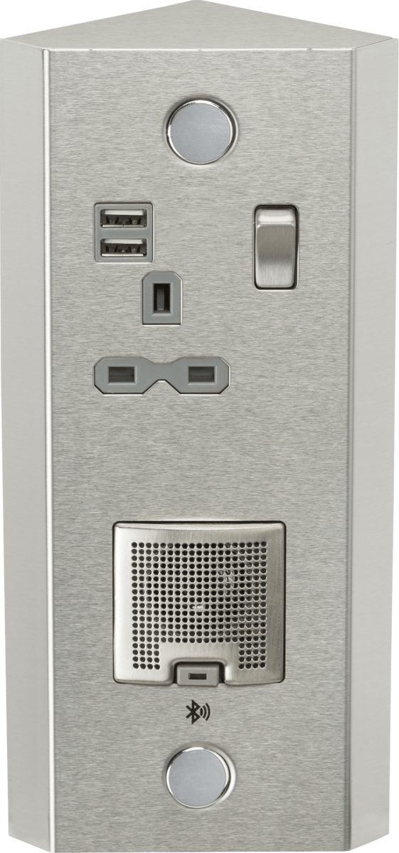 Knightsbridge MLA SKR0013 13A 1G Vertical Switched Socket with Dual USB Charger (2.4A) and 3W RMS Bluetooth Speaker - Knightsbridge MLA - Falcon Electrical UK