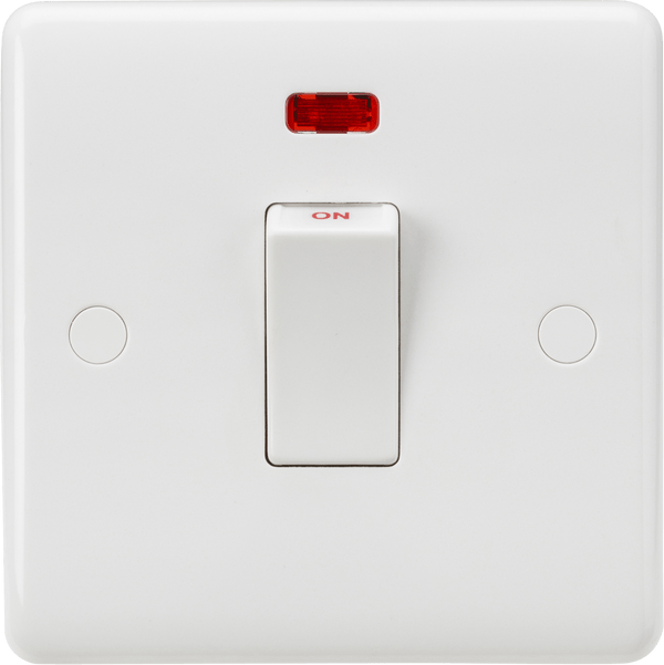 Knightsbridge MLA CU8331NW Curved Edge 45A 1G DP Switch with Neon (White Rocker) - Knightsbridge MLA - Falcon Electrical UK