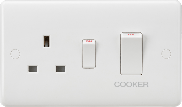 Knightsbridge MLA CU8333W Curved Edge 45A DP Cooker Switch and 13A Socket (White Rocker) - Knightsbridge MLA - Falcon Electrical UK