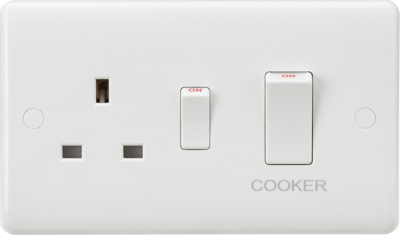 Knightsbridge MLA CU8333W Curved Edge 45A DP Cooker Switch and 13A Socket (White Rocker) - Knightsbridge MLA - Falcon Electrical UK