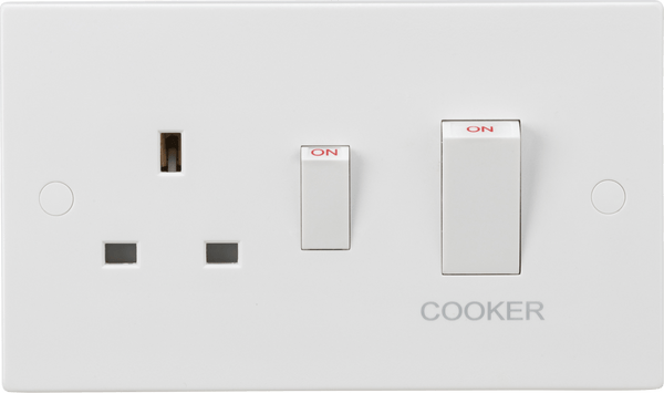 Knightsbridge MLA SN8333W 45A DP Cooker Switch and 13A Socket (White Rocker) - Knightsbridge MLA - Falcon Electrical UK