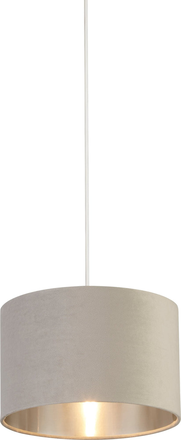 Searchlight 21027GY Drum Shade - Light Grey Velvet with Silver Inner Dia.28cm - Searchlight - Falcon Electrical UK