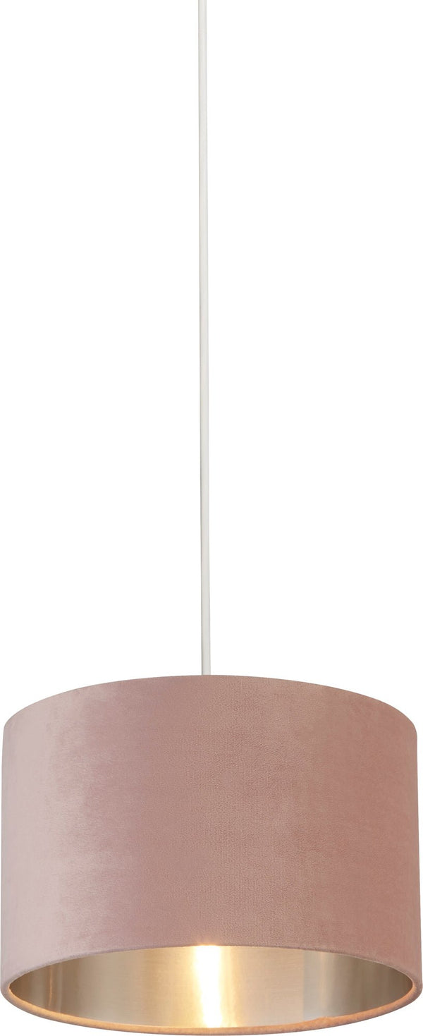 Searchlight 21027PI Drum Shade - Pink Velvet with Silver Inner Dia.28cm - Searchlight - Falcon Electrical UK