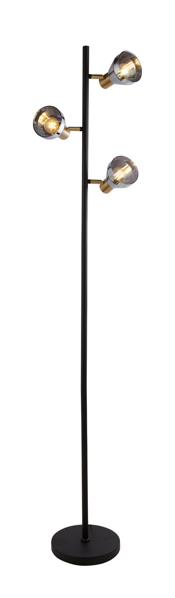 Searchlight 23803-3SM Westminster 3Lt Floor Lamp-Black,Satin Brass Metal & Smoked - Searchlight - Falcon Electrical UK