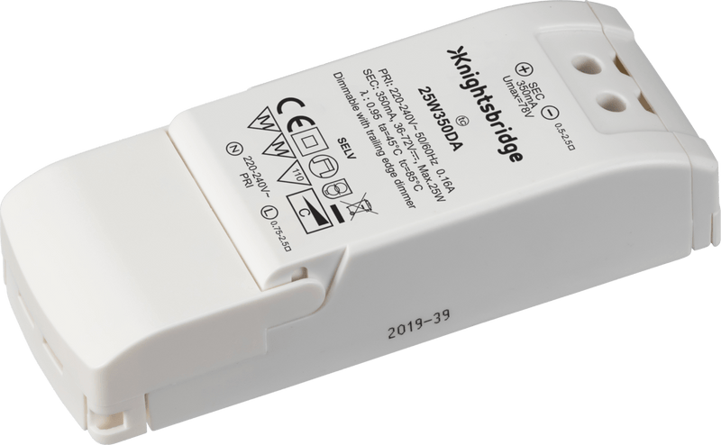 Knightsbridge MLA 25W350DA IP20 350mA 25W LED Dimmable Driver - Constant Current - Knightsbridge MLA - Falcon Electrical UK