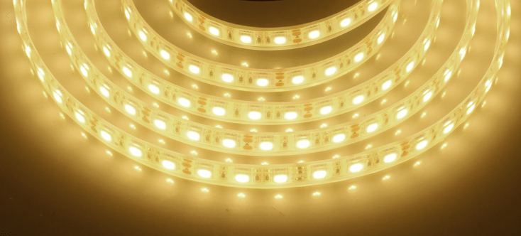 Waterproof LED Strip Warm White, 5M, 60LED-M (2800K 12V-3528-300-5M) - Vistalux - Falcon Electrical UK