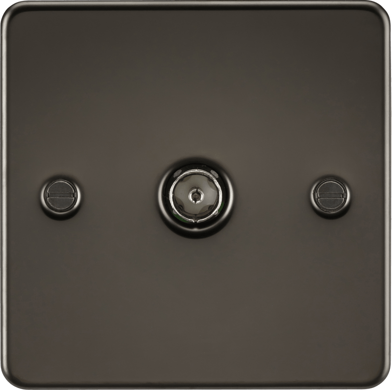 Knightsbridge MLA FP0100GM Flat Plate 1G TV Outlet (non-isolated) - Gunmetal - Knightsbridge MLA - Falcon Electrical UK