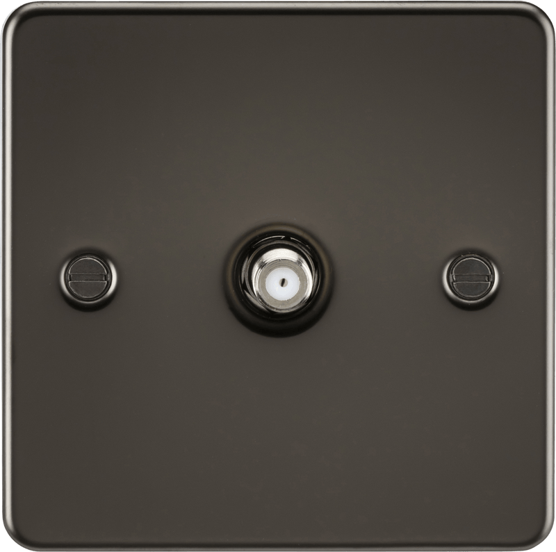 Knightsbridge MLA FP0150GM Flat Plate 1G SAT TV Outlet (non-isolated) - Gunmetal - Knightsbridge MLA - Falcon Electrical UK