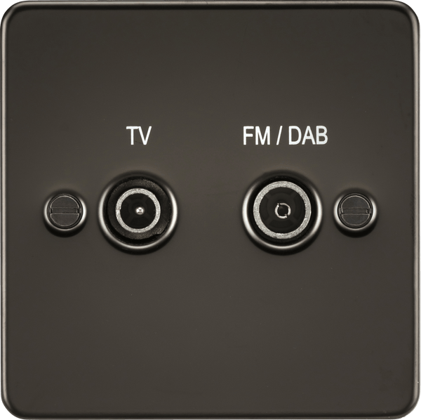 Knightsbridge MLA FP0160GM Flat Plate Screened Diplex Outlet (TV, FM DAB) - Gunmetal - Knightsbridge MLA - Falcon Electrical UK