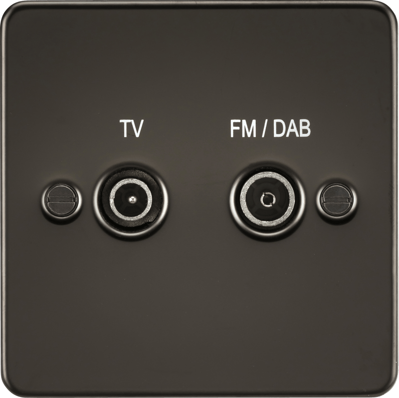 Knightsbridge MLA FP0160GM Flat Plate Screened Diplex Outlet (TV, FM DAB) - Gunmetal - Knightsbridge MLA - Falcon Electrical UK