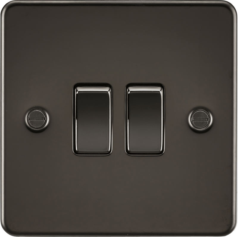 Knightsbridge MLA FP3000GM Flat Plate 10AX 2G 2-way switch - gunmetal - Knightsbridge MLA - Falcon Electrical UK