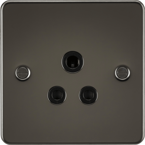 Knightsbridge MLA FP5AGM Flat Plate 5A unswitched socket - gunmetal with black insert - Knightsbridge MLA - Falcon Electrical UK