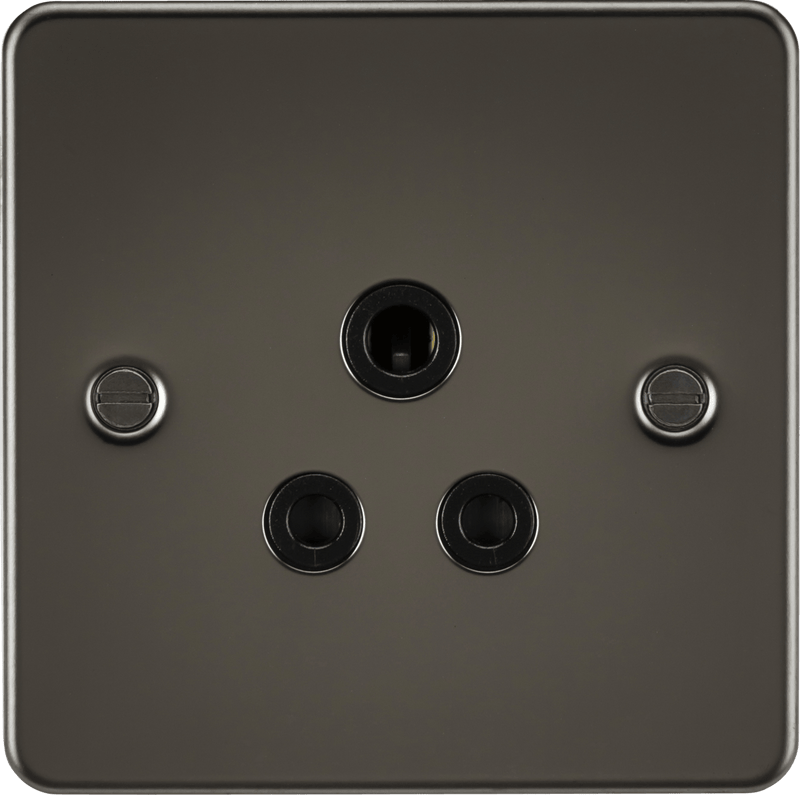 Knightsbridge MLA FP5AGM Flat Plate 5A unswitched socket - gunmetal with black insert - Knightsbridge MLA - Falcon Electrical UK