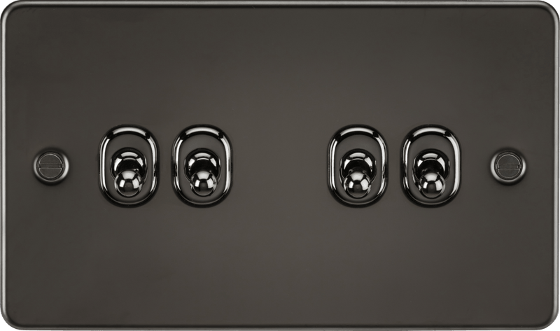 Knightsbridge MLA FP4TOGGM Flat Plate 10AX 4G 2-way toggle switch - gunmetal - Knightsbridge MLA - Falcon Electrical UK