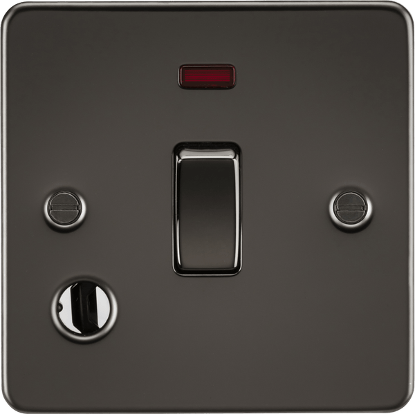 Knightsbridge MLA FP8341FGM Flat Plate 20A 1G DP switch with neon and flex outlet - gunmetal - Knightsbridge MLA - Falcon Electrical UK