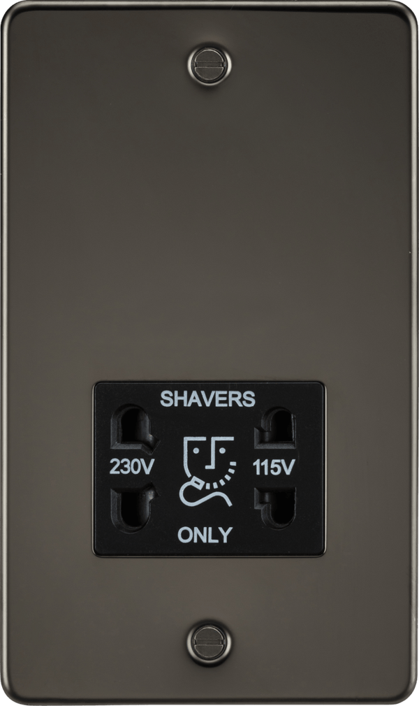 Knightsbridge MLA FP8900GM Flat Plate 115/230V dual voltage shaver socket - gunmetal with black insert - Knightsbridge MLA - Falcon Electrical UK