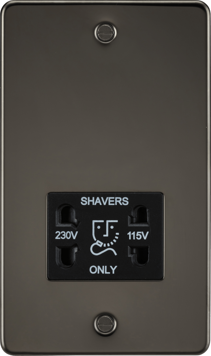 Knightsbridge MLA FP8900GM Flat Plate 115/230V dual voltage shaver socket - gunmetal with black insert - Knightsbridge MLA - Falcon Electrical UK