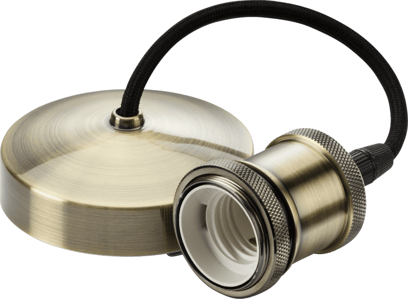 Knightsbridge MLA 8271AB 6" E27 Vintage Pendant Set - Antique Brass - Knightsbridge MLA - Falcon Electrical UK