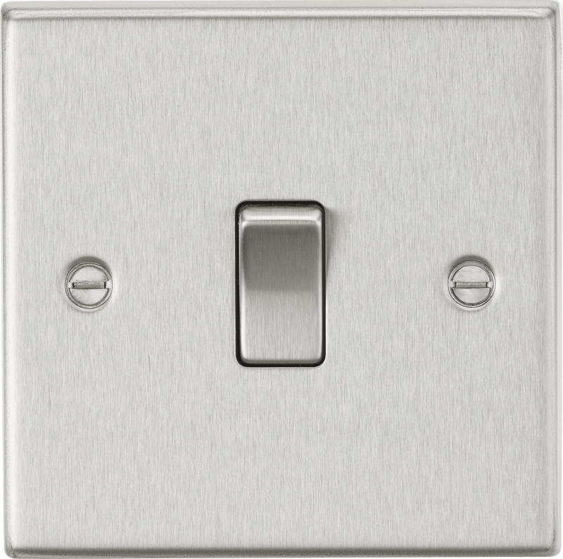 Knightsbridge MLA CS2BC 10AX 1G 2-Way Plate Switch - Square Edge Brushed Chrome - Knightsbridge MLA - Falcon Electrical UK